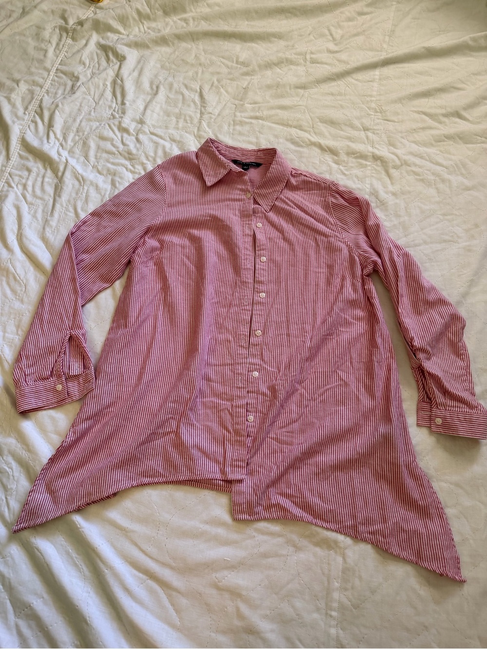 Red & White Striped Button-Up Shirt